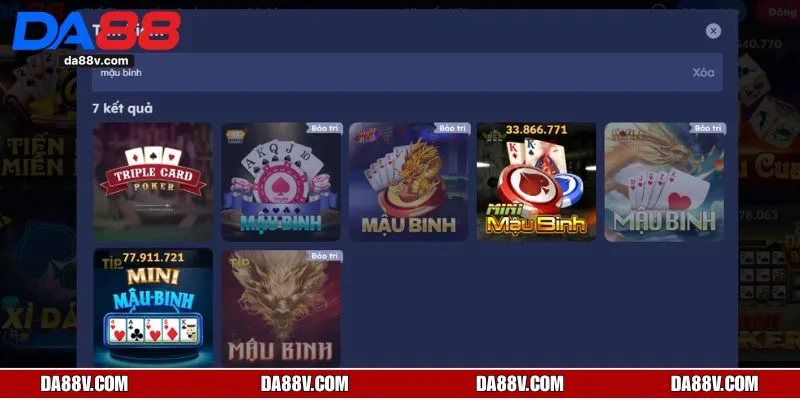Poker mậu binh game bài đơn giản nhưng hấp dẫn tại DA88