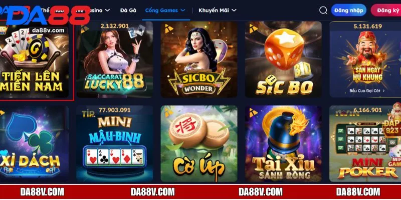Tiến lên đếm lá game đơn giản nhưng cực kỳ hấp dẫn tại DA88